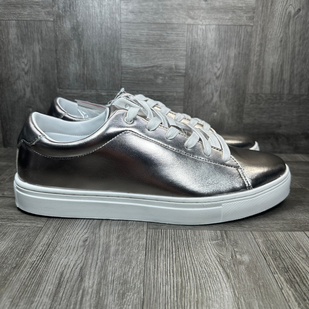 Perry Ellis Vincent 2.0 Sneakers Mens 10.5 Metallic Silver Casual Low Top NEW